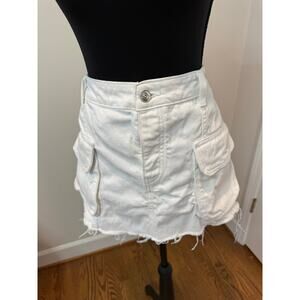 Zara White Denim Cargo Mini Skirt